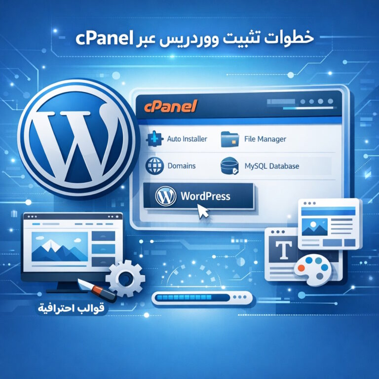 Website Hosting &amp; Designer تثبيت WordPress مع قالب احترافي عبر لوحة التحكم cPanel استضافة موقع وتسويق المحتوى الرقمي سيو محرك بحث جوجل تصميم موقع