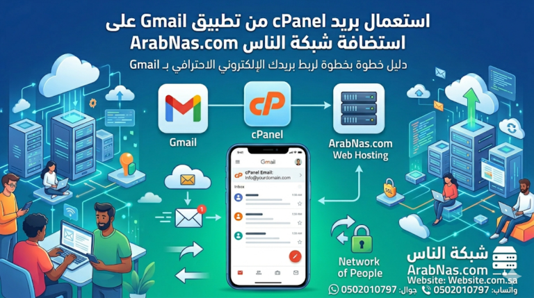استعمال بريد cPanel من تطبيق Gmail على سيرفر استضافة مواقع شبكة الناس ArabNas.com