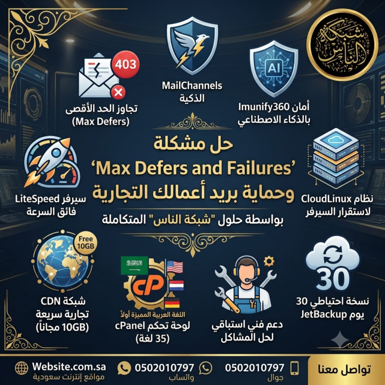 الدليل الشامل لحل مشكلة توقف إرسال البريد الإلكتروني للشركات "Max Defers and Failures" على لوحة cPanel: كيف تضمن حماية اسم نطاقك من الحجب مع حلول استضافة "شبكة الناس"؟