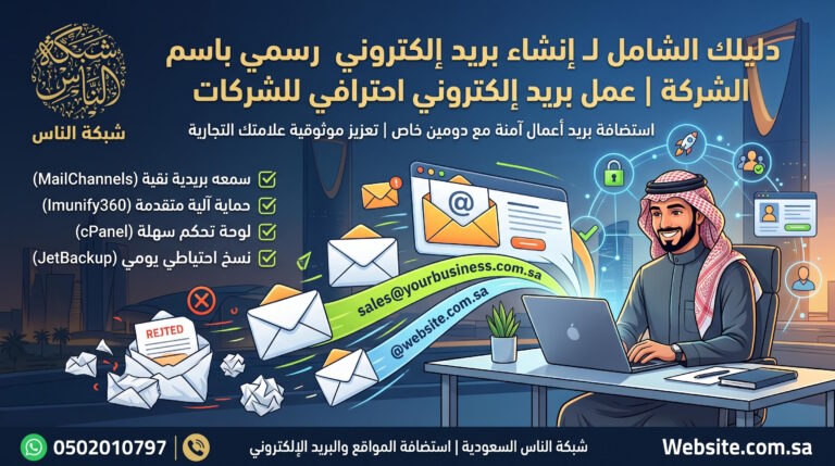 إنشاء بريد إلكتروني للشركات: كيفية عمل إيميل رسمي باسم الشركة وتجاري بدومين خاص، تخلّص من الانطباع غير الاحترافي لإيميلات المراسلة المجانية؛ تعرّف في هذا الدليل على خطوات إنشاء إيميل تجاري بدومين خاص باسم شركتك، وطريقة ربطه بهاتفك وبرامج المراسلة، مع باقات استضافة بريد إلكتروني للأعمال تضمن وصول رسائلك لصندوق الوارد مباشرة وبأقل التكاليف عبر شبكة الناس.