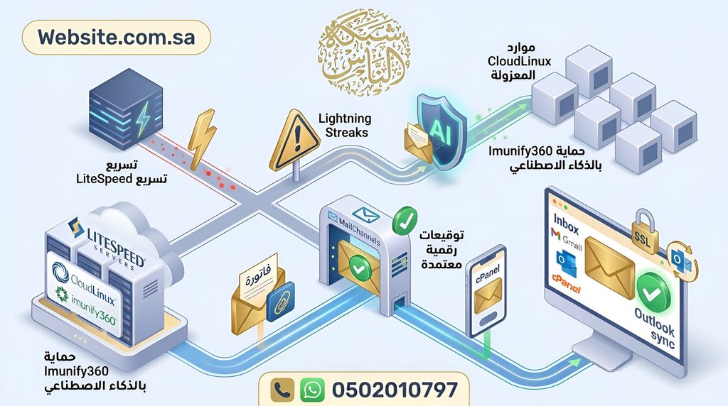 تكامل بيئة البريد المؤسسي مع لوحة cPanel وخوادم CloudLinux و LiteSpeed