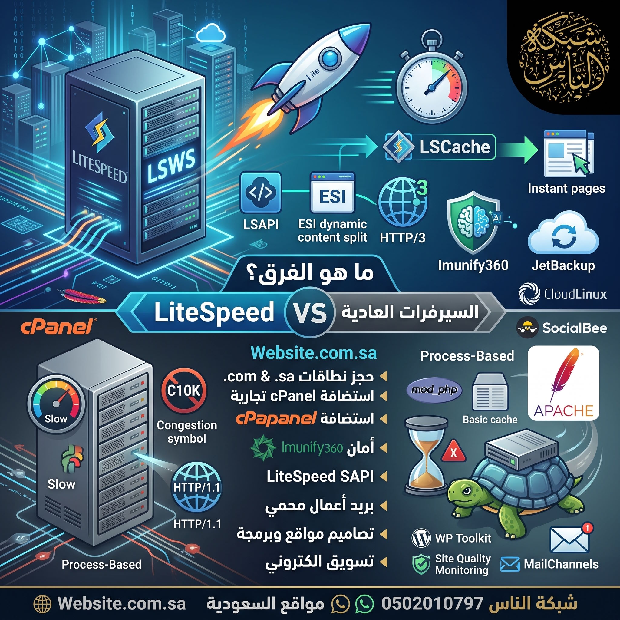 ما هو الفرق بين سيرفر LiteSpeed وسيرفرات الويب العادية؟