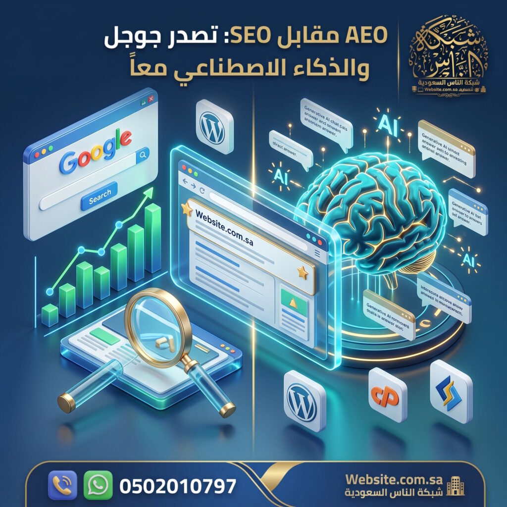 الفرق بين AEO و SEO: دليلك الشامل لتصدر محركات البحث ومحركات الإجابة بالذكاء الاصطناعي مقارنة تفصيلية بين تحسين محركات الإجابة AEO وتحسين محركات البحث SEO: كيف تجمع بين الاستراتيجيتين لضمان ظهور موقعك في إجابات الذكاء الاصطناعي ونتائج بحث جوجل معاً؟